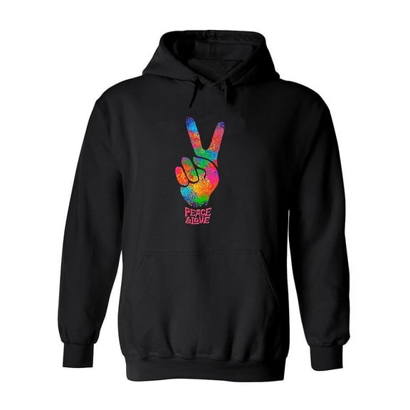 Colorful Peace And Love Hand Hoodie Women -Image by Shutterstock, Female x-Large