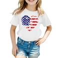 thumbnail image 4 of Usa 250Th Anniversary Shirt Girls Independence Day Heart Print Crew Neck Short Sleeve Breathable Tops for Fourth Of July White 3 Years-4 Years, 4 of 7
