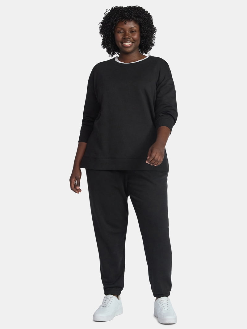 Terra & Sky Women's Plus Fleece Jogger Sweatpants, Size 0X-5X