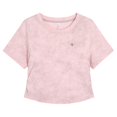 thumbnail image 1 of Camiseta de cuello redondo con halo y hombros descubiertos para mujer, de verano, talla grande, estilo gordito, para chicas sexys, cintura ajustada, plisada, manga corta, 1 of 6