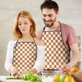 thumbnail image 5 of Orange and White Checkerboard Pattern Apron-Garden Aprons for Women with Pockets-Cotton Linen Waterproof Kitchen Cooking Gardening Aprons Adjustable for Kitchen,Cooking,BBQ and Salon 33x27 Inch, 5 of 7