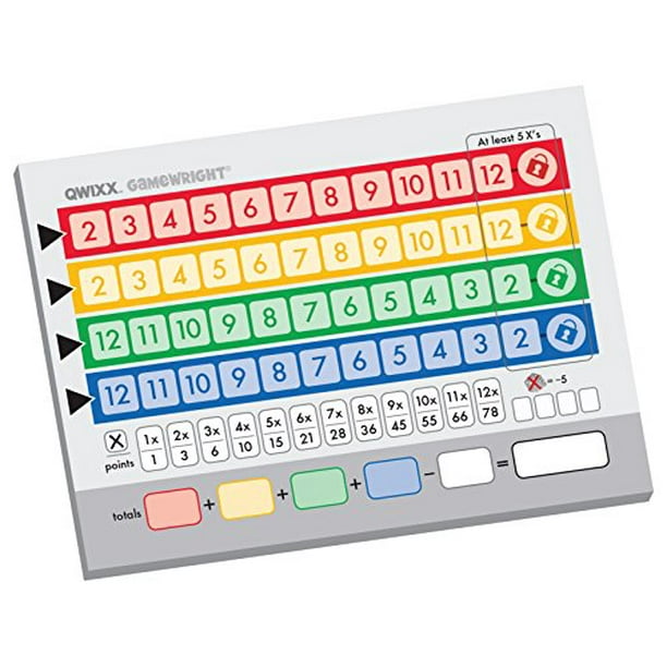Qwixx Replacement Score Cards Action Game Walmart Com Walmart Com