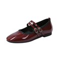 thumbnail image 2 of Willtoo Women’s Mary Jane Flats, Double Buckle Strap Square Toe Casual Dress Shoes Lightweight Low‑Heel Ballet Flats Dress Daily Wear Walking Shoes, 2 of 5