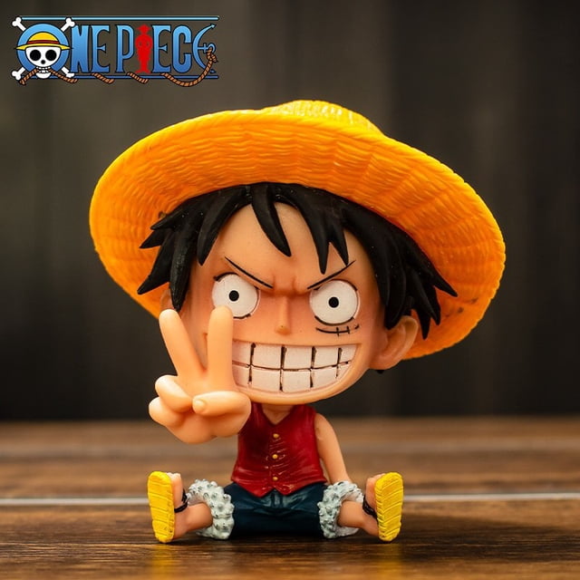 Figura de cabeza grande sentada de una pieza, 9cm de altura, Mini estatuilla Kawaii de Anime, 14 estilos, personaje principal, juguete de colección de cara exagerada