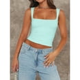 thumbnail image 4 of Women's 3-Pack Crop Tank Tops – Square Neck Sleeveless Double Layer Basic Tops for Summer Outfits, 4 of 6