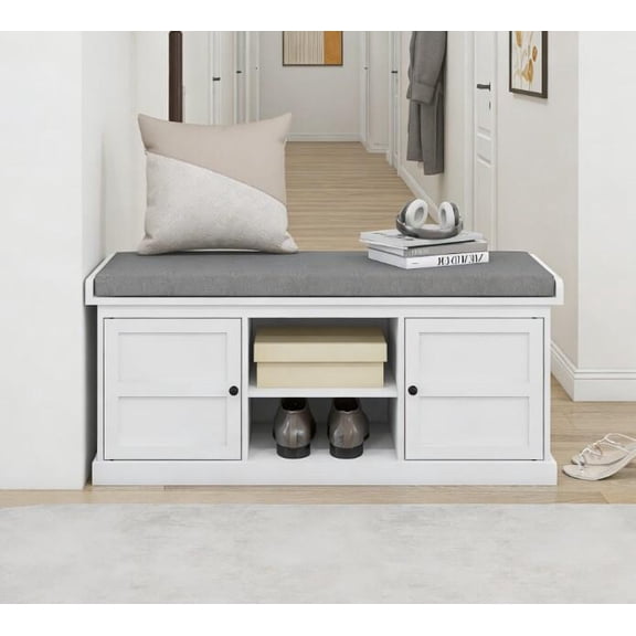 Ottomans With Storage Entryway Bench Seat,Shoe Storage Bench with Cushioned Seat,Large Ottomans