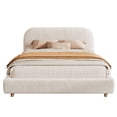 thumbnail image 5 of Bellemave Queen Size Fabric Upholstered Platform Bed with Curved Shaped Headboard, Velvet Upholstered Platform Queen Bed Frame with Solid Round Legs for Teens Adults, Green, 5 of 8