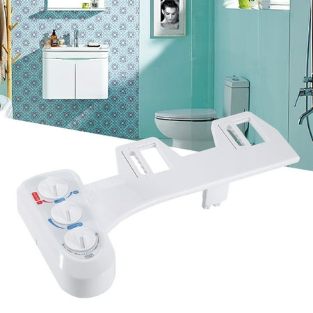 Warm Hot Water Non-electric Adjustable Angle Bidet Toilet Attachment Self Cleaning Fresh Water Spray with Tube and Hoses Posterior and Feminine Wash Triple
