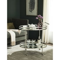 SAFAVIEH Dante Round 2-Tier Modern Bar Cart with Casters, Silver/Mirror