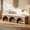 White and Light Brown, variant on Finmind 63" Upholstered Entryway Bench with Arched Frame, 2-Tier Farmhouse Shoe Bench Ottoman with Shelf, for Bedroom, Hallway, Foyer, Dark Brown