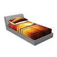 thumbnail image 2 of Ambesonne Ocean Fitted Sheet & Pillow Sham Set, Colorful Sunset Summer, Twin, Brown Yellow, 2 of 2