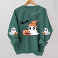 thumbnail image 6 of FAVIPT Halloween Sweatshirts for Women Ghost Pumpkin Cute Print Pullover Tops Long Sleeve Crew Neck Casual Sweatshirt Army Green,XS, 6 of 6