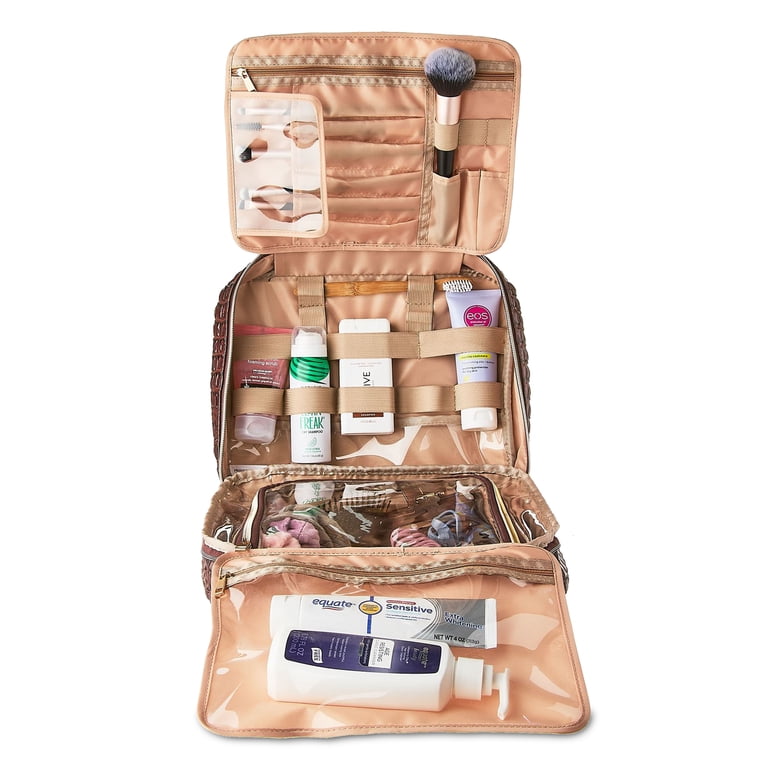 golden shimmer travel weekender makeup organizer bag PurseN Train Case Glimmer Leopard Do not bleach Travel Makeup and Cosmetics Weekender