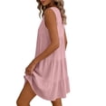 thumbnail image 3 of STETMN Women's Sleeveless Tiered Dress, Round Neck Loose A-Line Casual Swing Dresses Cotton Linen Dress for Summer Beachwear, 3 of 7