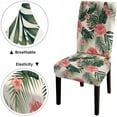 thumbnail image 5 of Watercolor Hibiscus Flower Chair Covers for Dining Room 6 Pack Beach Hibiscus Plumeria Tropical Leaves Seamless Pattern on a Light Yellow Stretch Spandex Kitchen Chair Slipcovers Removable Was, 5 of 5