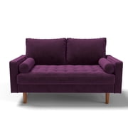 Koby Home Sectional Loveseat Couch Sofa Mid-Century 58" Sofas Couches for Living Room Eggplant Purple