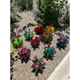 thumbnail image 4 of Handmade Metal Bisnaga Cactus with Flowers - Garden Art Decor (Turquoise), 4 of 5