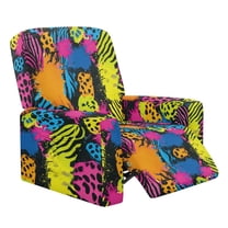 Xixirimido Colorful Zebra Stripe Leopard Pattern 4 Piece Recliner Chair Cover Stretch Lazy Boy Chair Covers with Pockets Soft Reclining Sofa Slipcovers Furniture Protector with Elastic Bottom
