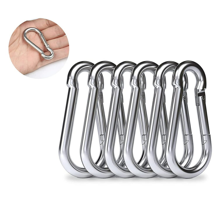 Carabiner Clip Spring Snap Hooks - Lotsun 6 PCS M6 Small Carabiner, Heavy  Duty Stainless Steel Spring Hook Quick Link for Camping, Dog Leash,Flag