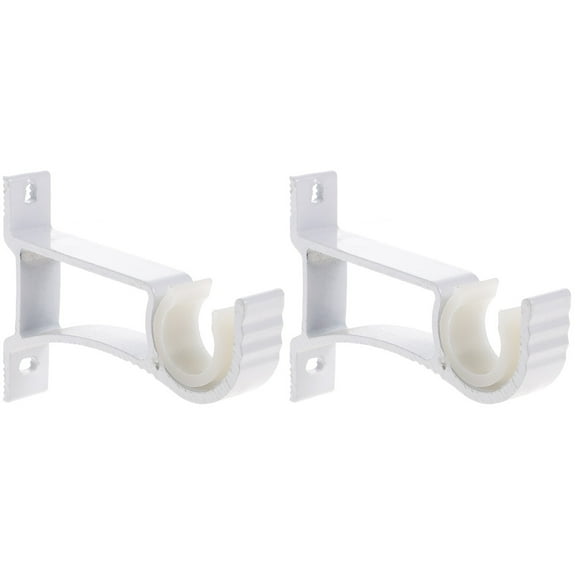 2 Pieces Curtain Rod Hooks for Wall Brackets Rods Heavy Duty White