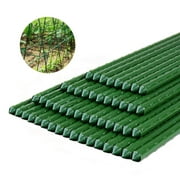 50 Pack TOPNEW Garden Stakes Sturdy Plastic Coated Steel Plant Sticks Support for Securing Trees (48 inch,Green )