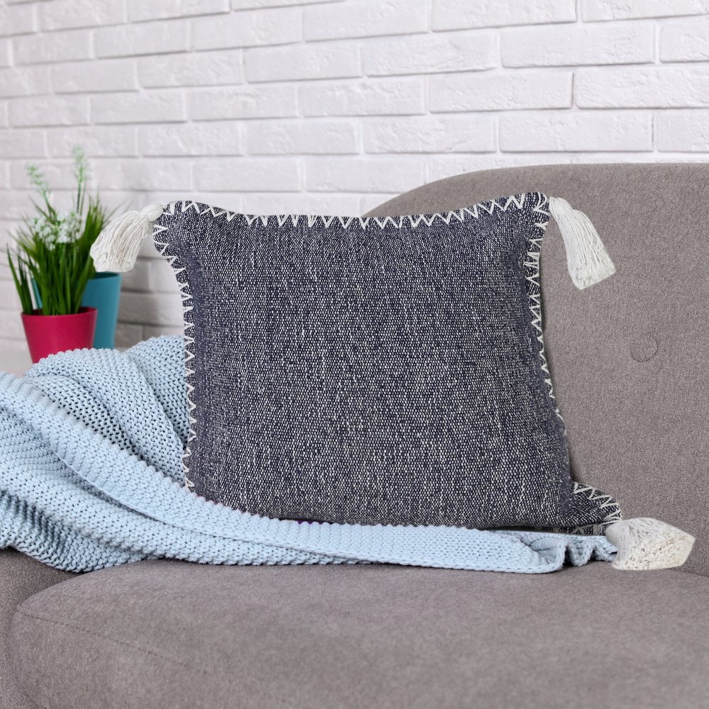 Harlow Hill Mood Indigo Solid Casual Cotton Throw Pillow Cover, 20" x 20"