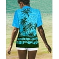 thumbnail image 2 of HAPPY BAY Women's Beach Hawaiian Blouse Shirt Cute Blouses Button Down Casual Short Sleeve Dress Tops Tee Shirts Tank Top Women L Azure, Palm Tree View, 2 of 5