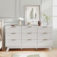 thumbnail image 6 of S-HOME Modern 57 Inch Dresser in Natural Oak Finish with 9 Drawers and Metal Handles Perfect Storage Organizer, 6 of 10