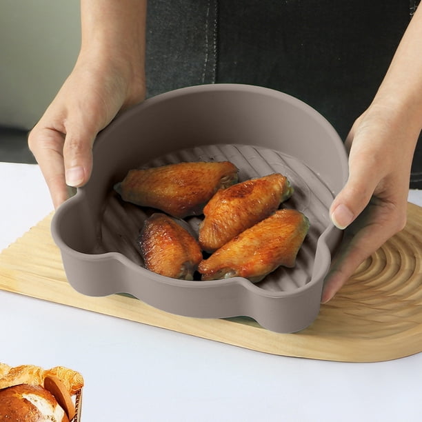 Bandeja de Silicona para Hornear | Bandeja de Silicona Antiadherente Resistente a Altas Temperaturas para Horno, Microondas y Freidora de Aire | 18,5 X 17,5 X 4,6 Cm, Resistente Al Calor, con Asas, p