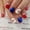 JML532 (glue type), variant on Cross-border hot-selling short square nail blue and red glitter lip print fake nail American Independence Day European and American wearing armor 24 pieces