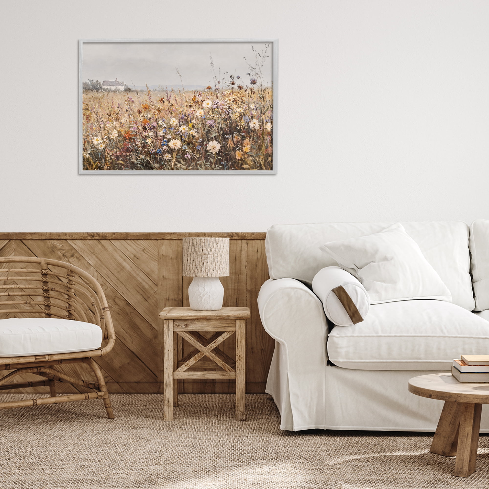 Stupell Industries Quaint Cottage Meadow Gray Framed Giclee Art, design by Jacky Ngan