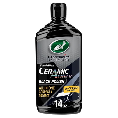 Hybrid Solutions Ceramic Acrylic Black Car Polish and Wax, Car Scratch Remover & Car Paint Restorer for Black Cars, Deep Shine, Ceramic Coating Protection & Water Beading, 14 oz (Pack of 1)