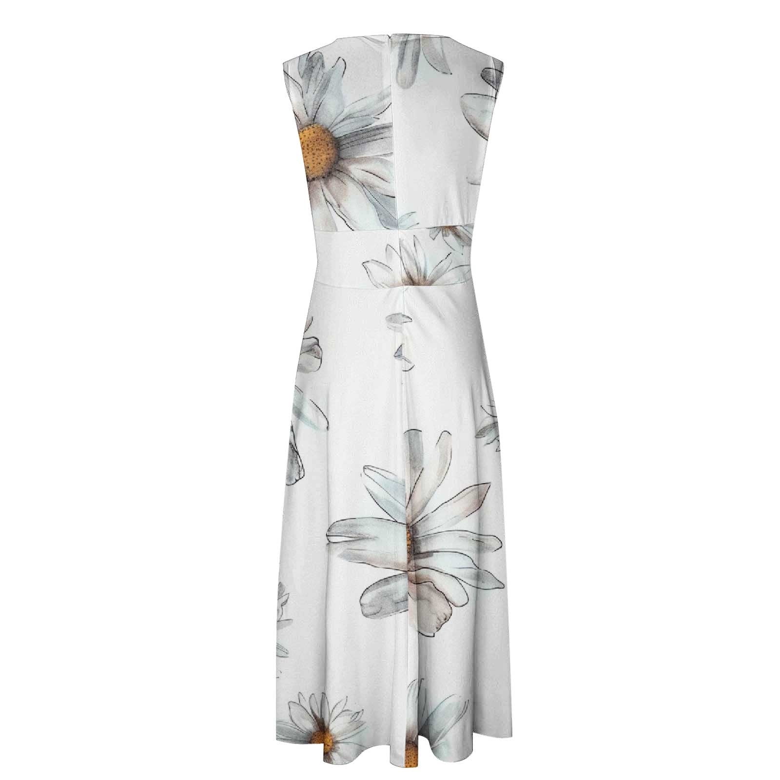 Hvot&aat Women's 3D Butterfly Print Maxi Dress V Neck Sleeveless Flowy Tank Dresses A Line Pleated Cocktail Party Dress