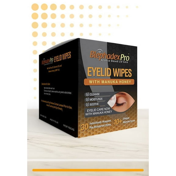Blephadex Pro® with Tea Tree and Coconut Oil   Medicinal-Grade Manuka Honey – 30 Wipes
