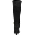 thumbnail image 5 of BLISSFUL STEP Women's Boots Knee High Faux Suede Pointy Toe Stiletto Heel Side Zipper Buckle Boots Black 7, 5 of 8