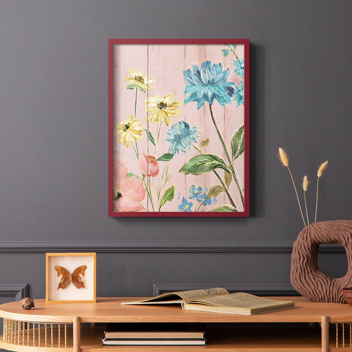Wildflower Flutter IV Framed Print - Solid Wood in Single Picture Frame Solid Wood 2 Framed Print