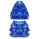 thumbnail image 3 of Traje de baile moderno para niñas, jazz, salsa latina, samba y rumba, top corto con lentejuelas brillantes metálicas y pantalones cortos con falda, culottes, 3 of 5