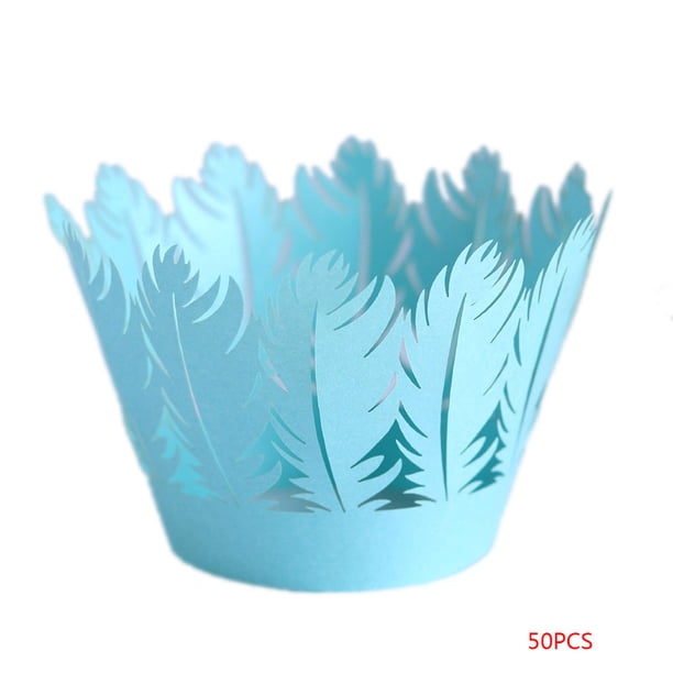 Bearachild 50 Uds. Cajas de papel para pasteles y magdalenas, envoltorios para decoración de magdalenas Herramientas y accesorios para hornear azul claro