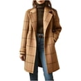 thumbnail image 2 of Aimik Women's Plaid Wool Blend Pea Coat with Lapel Collar Classic Mid Length Jacket for Formal and Daily Wear, 2 of 6
