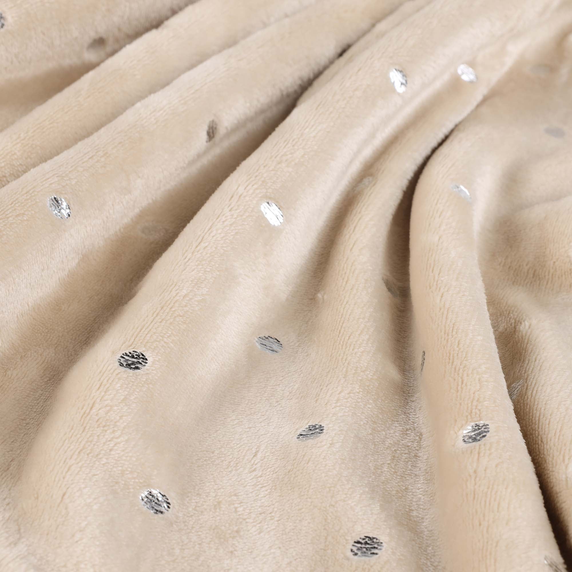 Superior Fleece Plush Fluffy Soft Blanket, Polka Dot Linen, Throw XL
