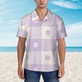 thumbnail image 4 of Balery Floral Purple Buffalo Plaid Print Men's Hawaiian Shirts Short Sleeve Beach Shirt Relaxed Fit Vacation Button Down Shirts-X-Large, 4 of 9