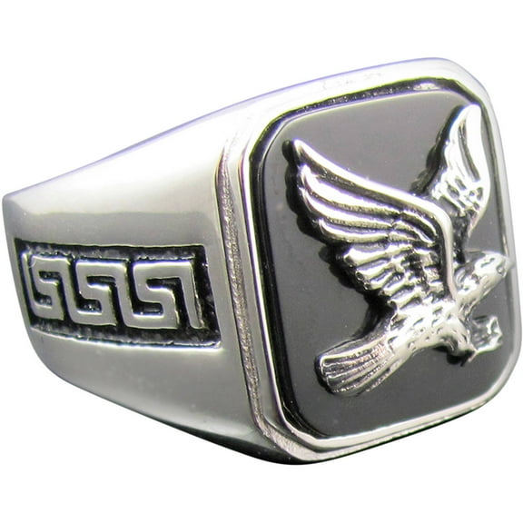 Genuine Onyx Stainless Steel Eagle Ring.