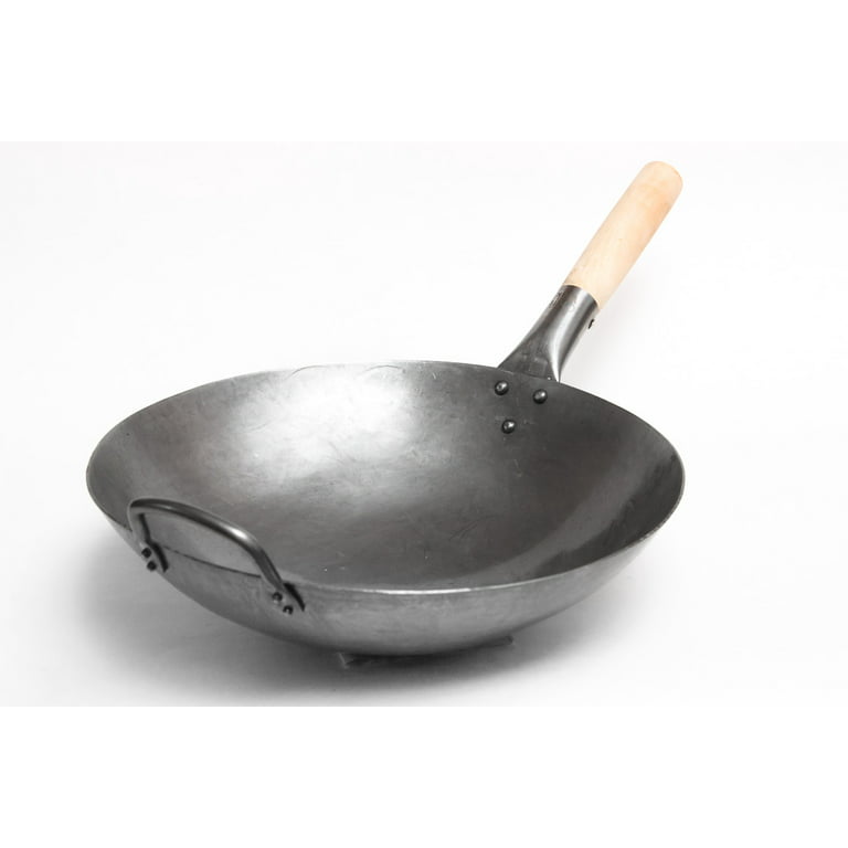 14 inch Carbon Steel Craft Wok with Wooden and Steel Helper Handle (Ro