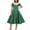 Army Green, variant on Summer Dresses for Women 1950s Vintage Hepburn Style Short Sleeve Dresses V Neck Button Plaid Printed Flowy A-Line Knee-High Dresses