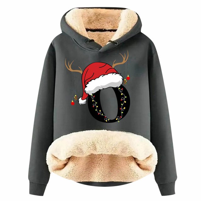 WILLBEST Sudadera con Capucha y Estampado Navideño de Mujer, con Espalda de Lana, Cálida, de Lana, Ideal para El Invierno Modelo 1169 XX-Grande