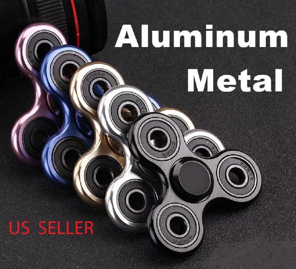 Tri Ball Metal Hand Spinner Fidget ADHD Focus Stress Reliever RGold W Gift Box