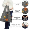 thumbnail image 5 of 5 Pack Foldable Shopping Bag,Gray Halloween Pumpkins Bats and Faces Reusable Grocery Bags with Pockets,Large Reusable Tote Bags with Handles Waterproof & Lightweight, 5 of 6