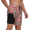 thumbnail image 3 of Picia Color Flowers pattern Mens Swim Trunks with Compression Liner Stretch Beach Shorts Quick Dry with Zipper Pockets No-Chafing Board Shorts-, 3 of 9