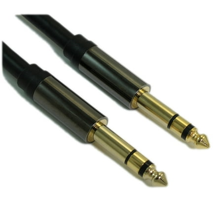 6ft Premium 1/4" Stereo TRS Phono Cable, Male to Male, 18AWG, Gold Plated