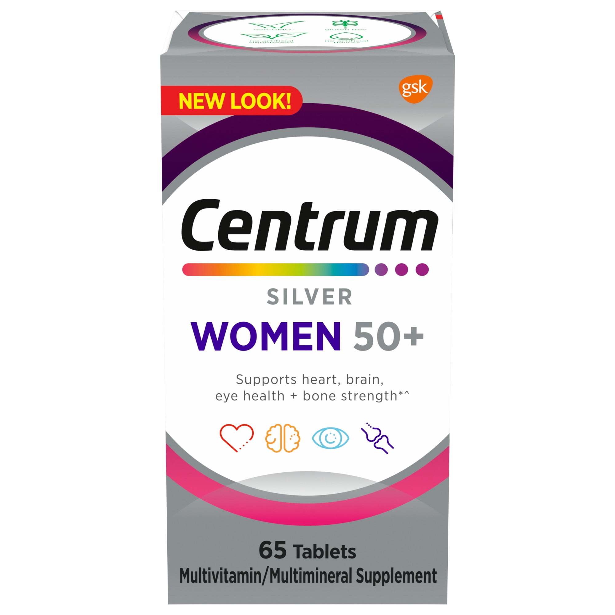 Centrum Silver Multivitamin for Women 50 Plus Multimineral Supplement, Supports Memory and Cognition In Older Adults, 65 Ct